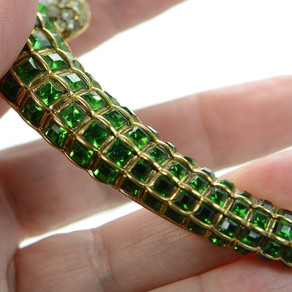 Vintage Kenneth Jay Lane KJL Gold & Crystal Alligator Collar Necklace - Picture 8 of 13